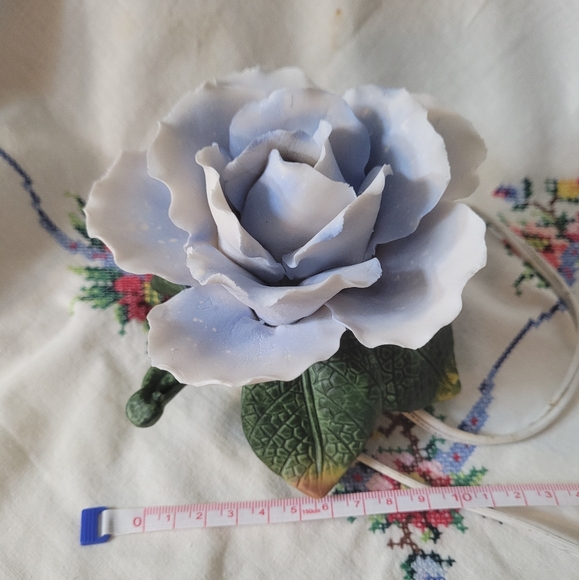2/$26 Vintage Blue Porcelain Rose Lamp - Picture 6 of 10